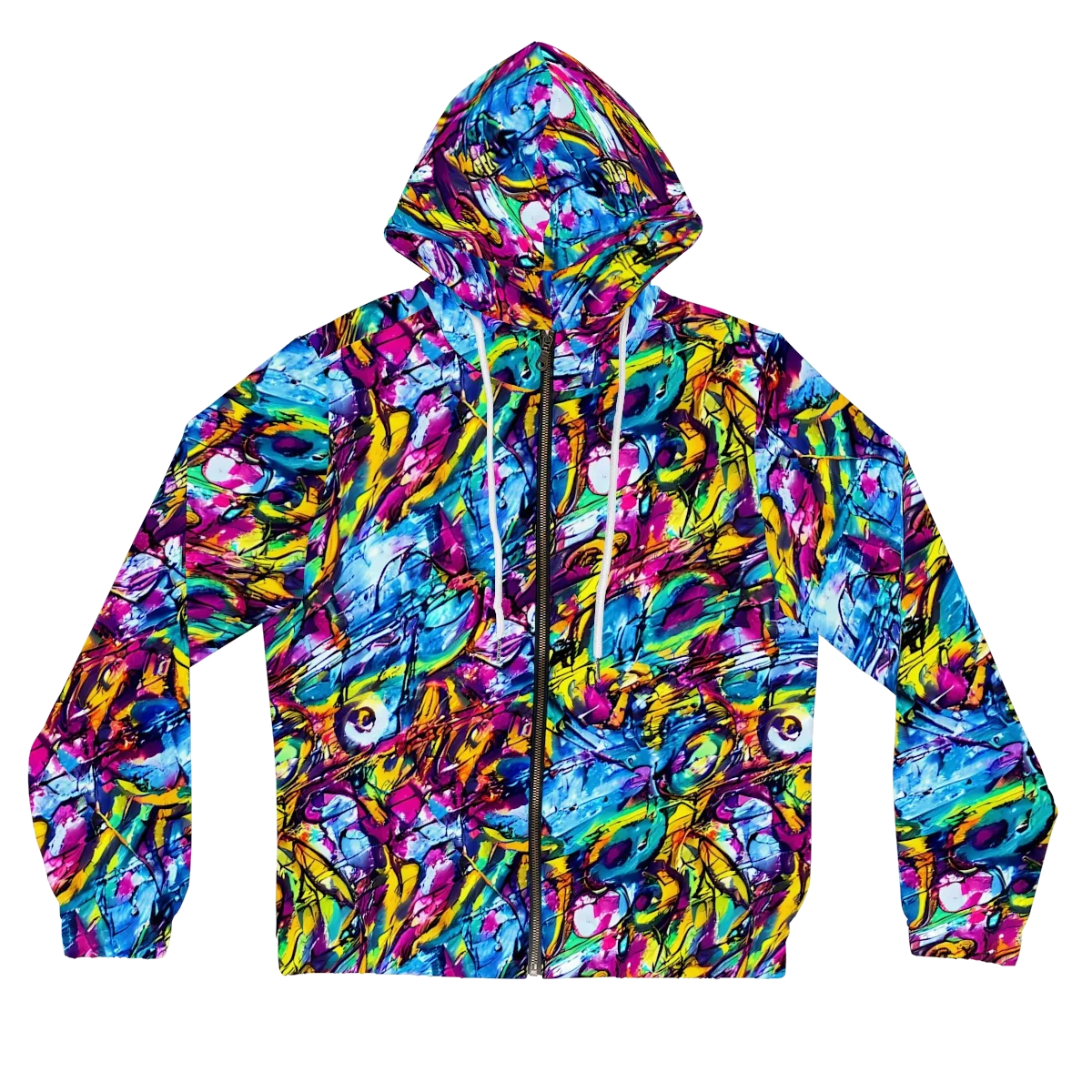 Fuchsia Voltage on Women's Full-Zip Hoodie — Front
