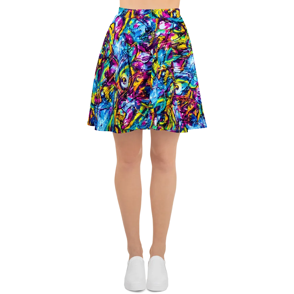 Fuchsia Voltage on Skater Skirt — Front