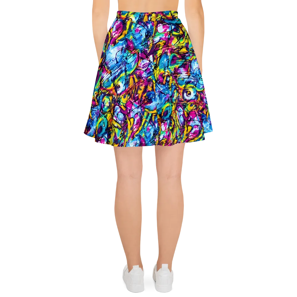 Fuchsia Voltage on Skater Skirt — Back