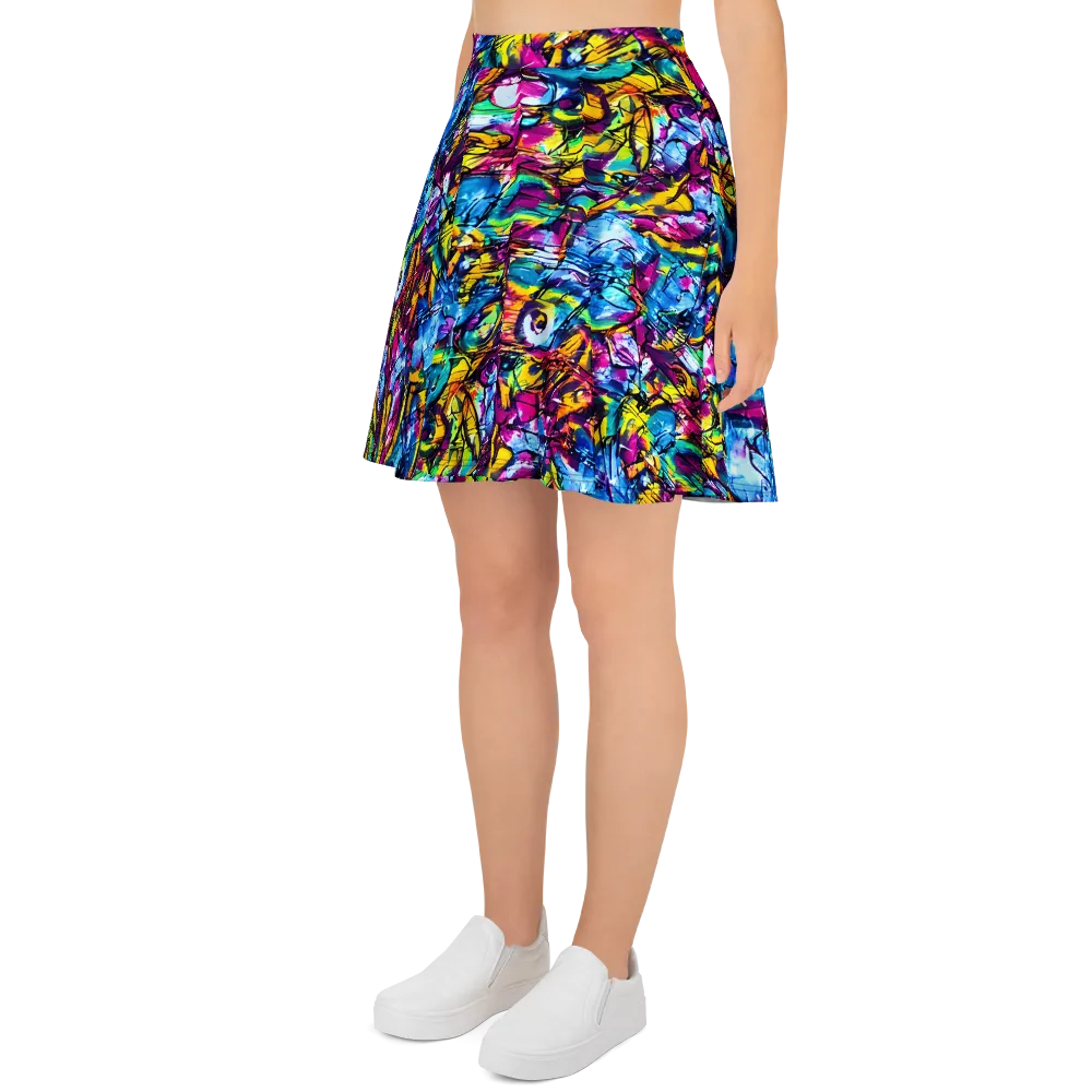 Fuchsia Voltage on Skater Skirt — Left