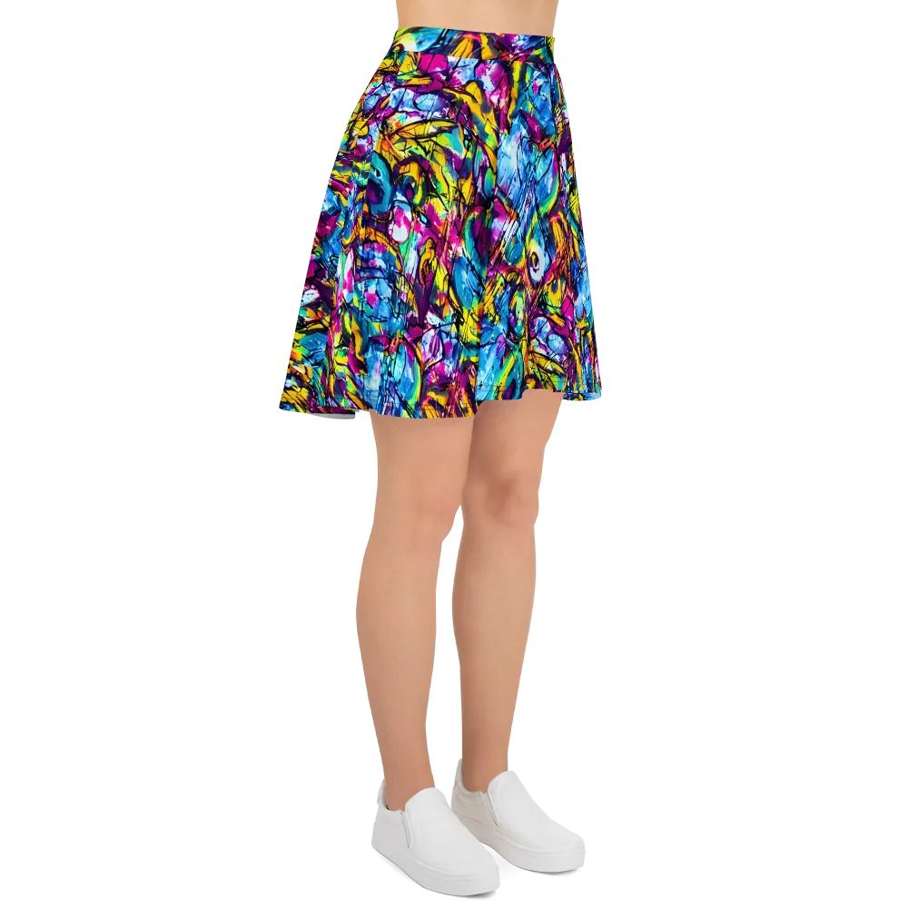 Fuchsia Voltage on Skater Skirt — Right