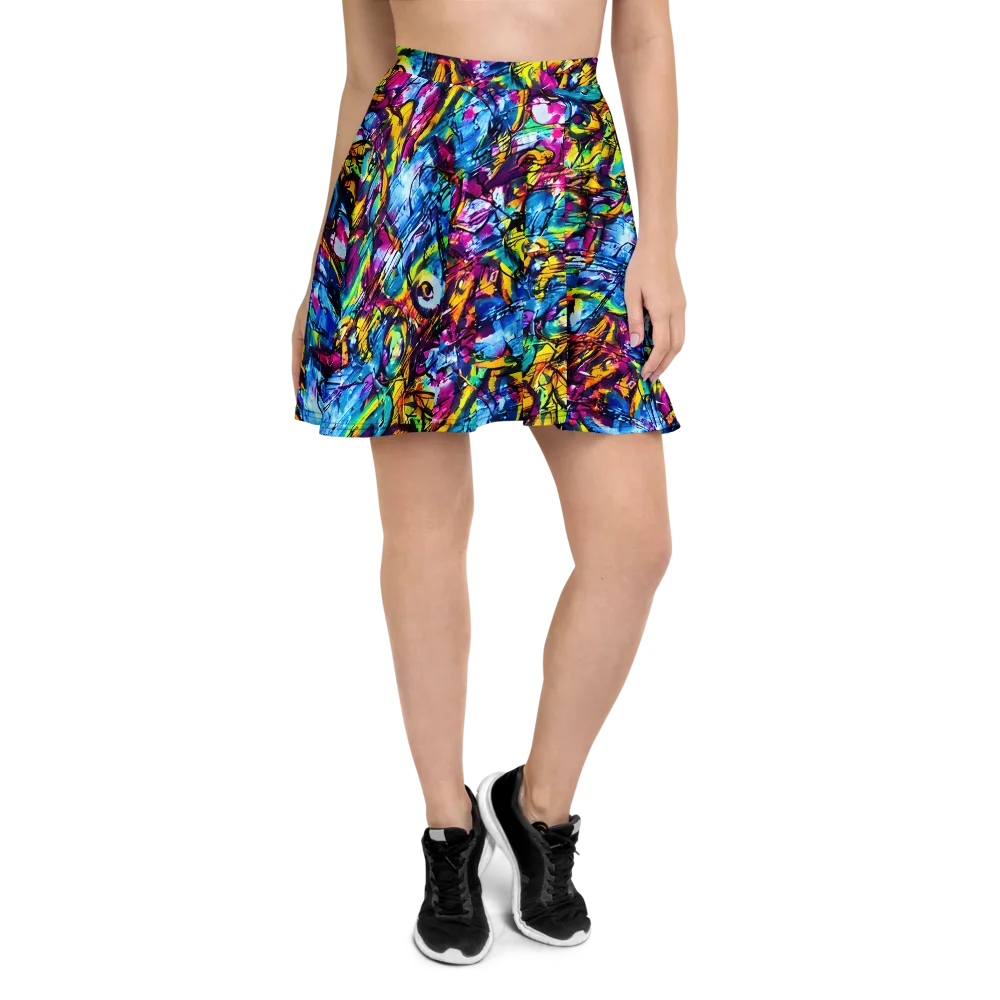 Fuchsia Voltage on Skater Skirt — Front