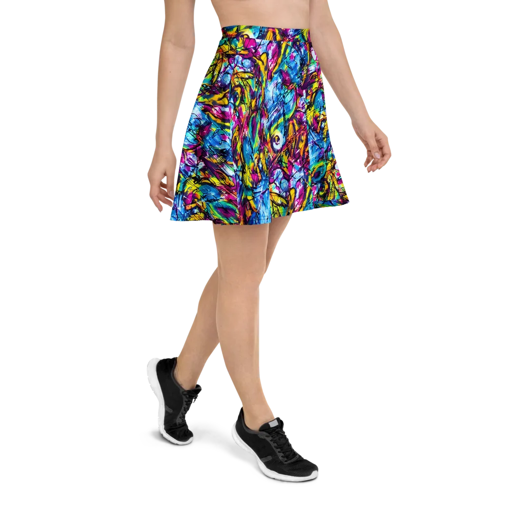 Fuchsia Voltage on Skater Skirt — Right