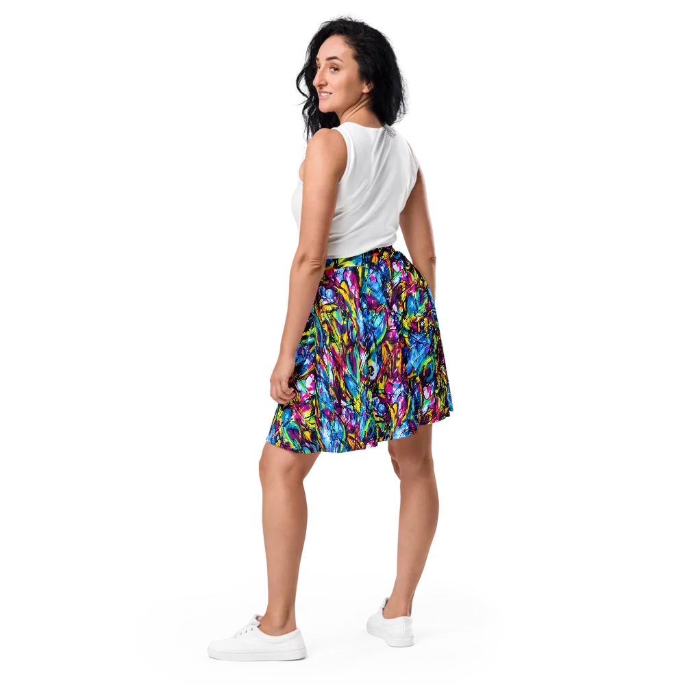 Fuchsia Voltage on Skater Skirt — Back