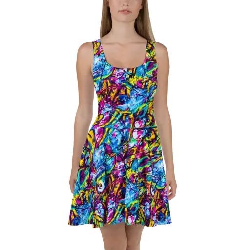 Fuchsia Voltage on a Skater Dress