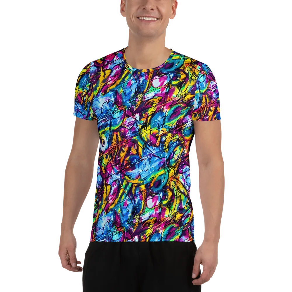 Fuchsia Voltage on Men's Athletic T-Shirt — Front