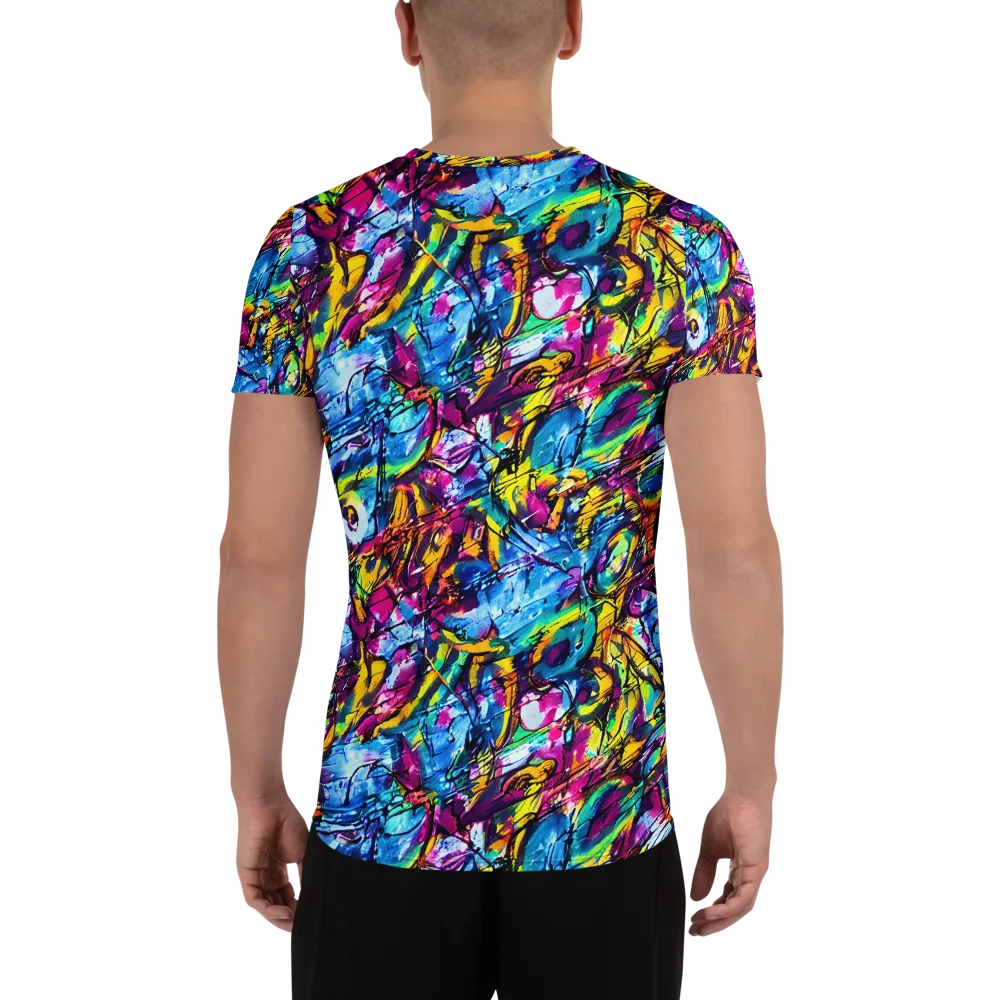 Fuchsia Voltage on Men's Athletic T-Shirt — Back