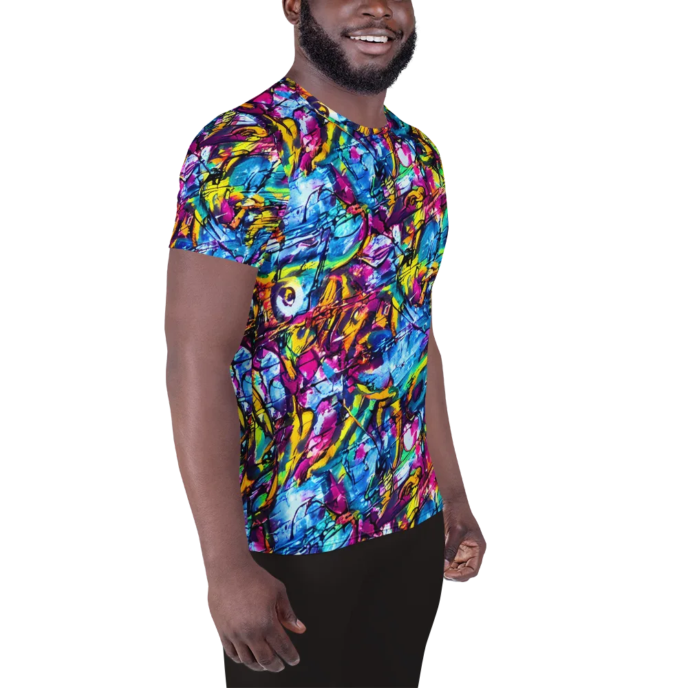 Fuchsia Voltage on Men's Athletic T-Shirt — Right