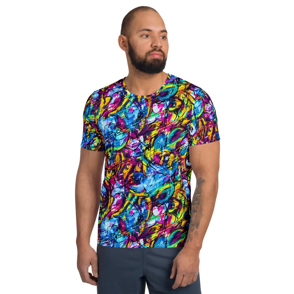 Fuchsia Voltage on Men's Athletic T-Shirt — Front