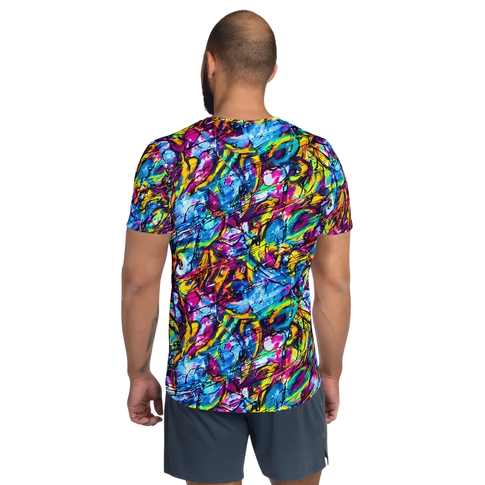 Fuchsia Voltage on Men's Athletic T-Shirt — Back
