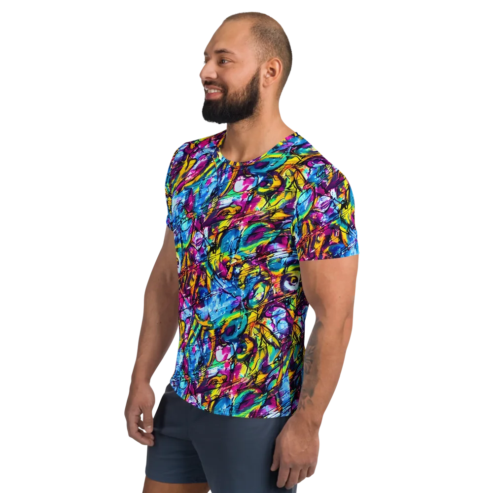 Fuchsia Voltage on Men's Athletic T-Shirt — Left