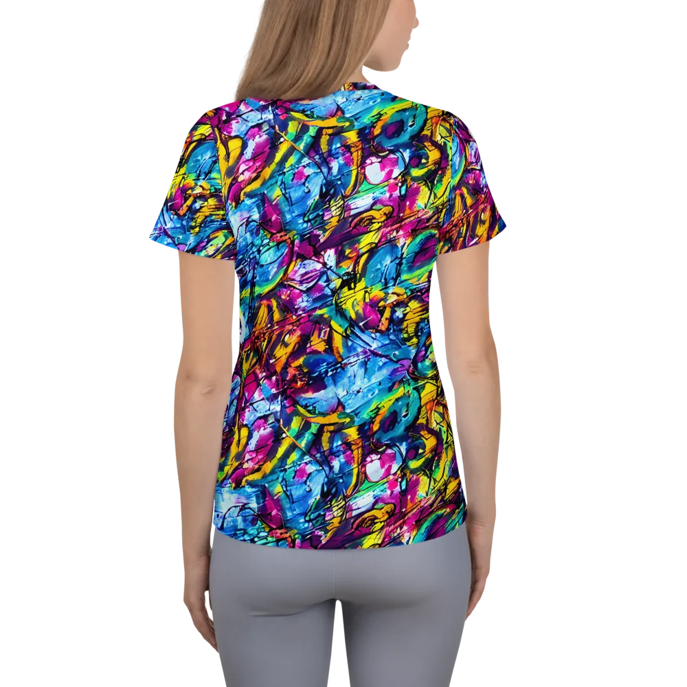 Fuchsia Voltage on Women's Athletic T-Shirt — Back