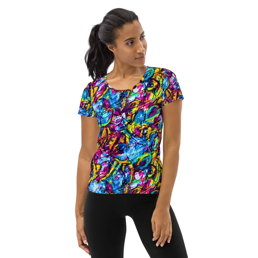 Fuchsia Voltage on Women's Athletic T-Shirt — Front