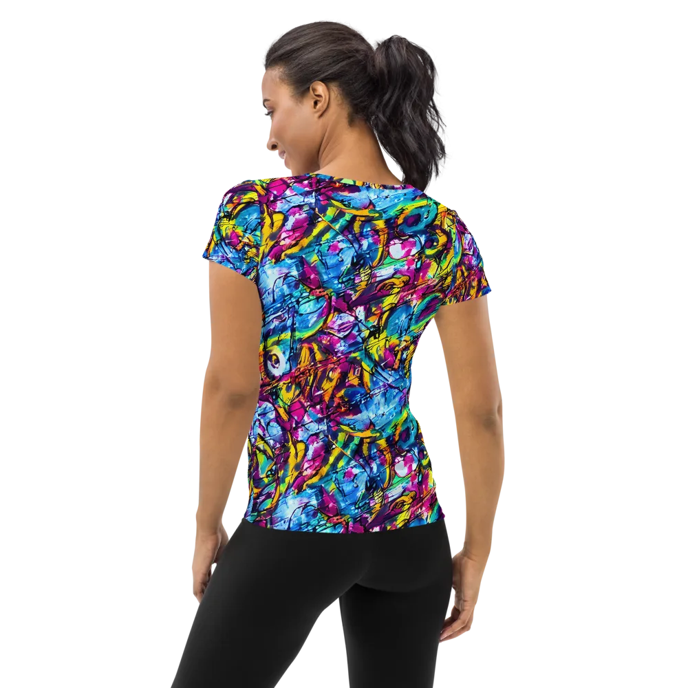 Fuchsia Voltage on Women's Athletic T-Shirt — Back