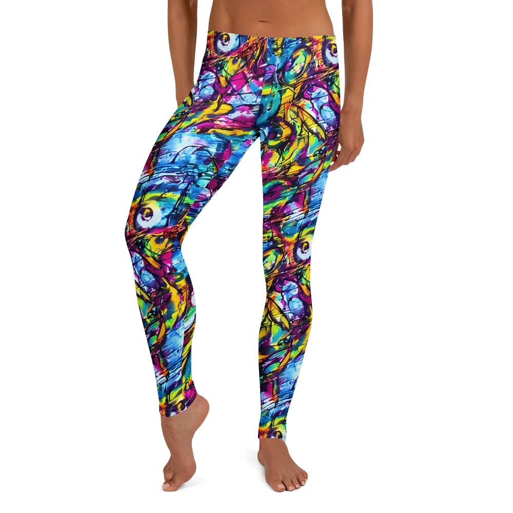 Fuchsia Voltage on Leggings — Front
