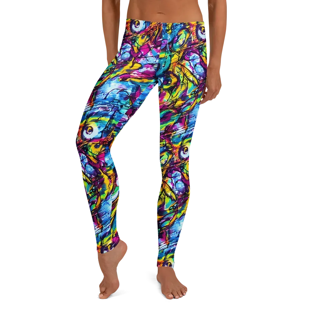 Fuchsia Voltage on Leggings — Front