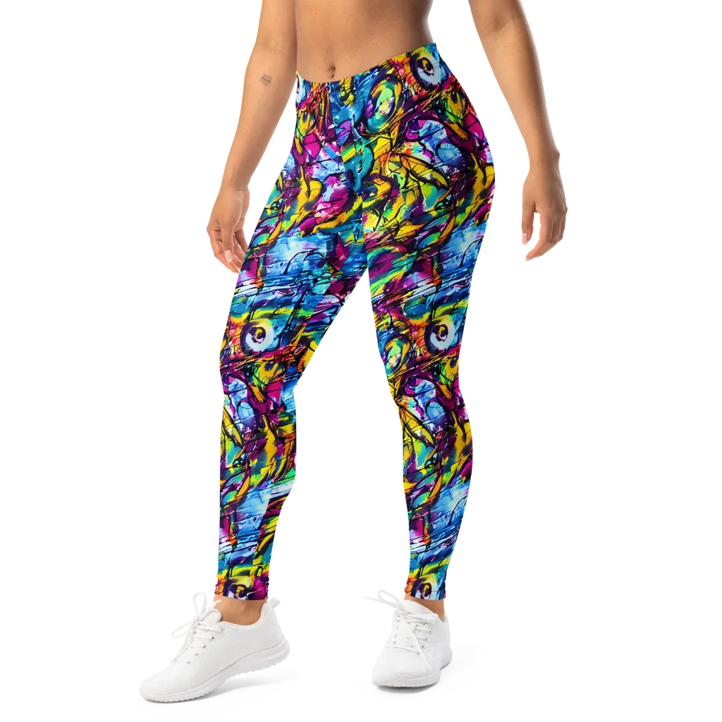 Fuchsia Voltage on Leggings — Left Front