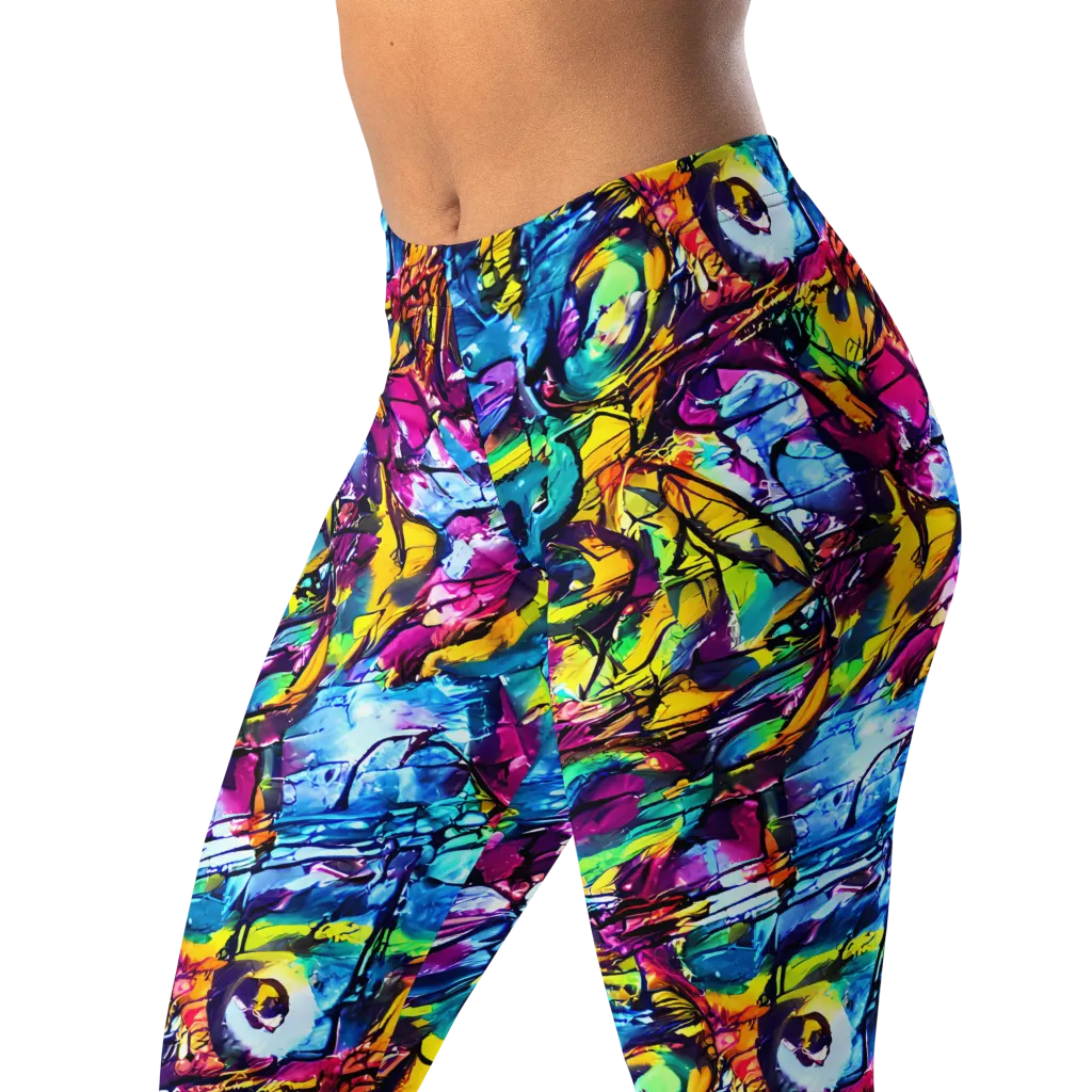 Fuchsia Voltage on Leggings — Left Front