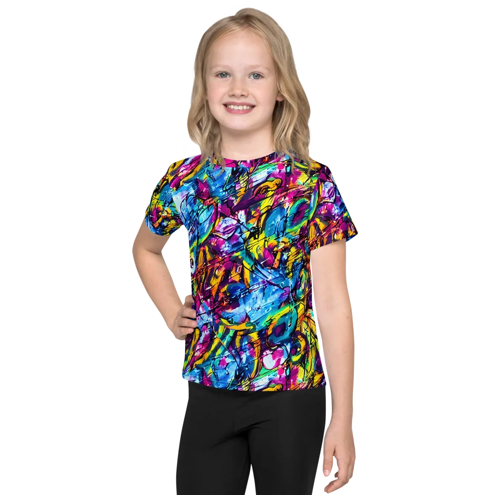 Fuchsia Voltage on Kids Crew Neck T-Shirt — Front