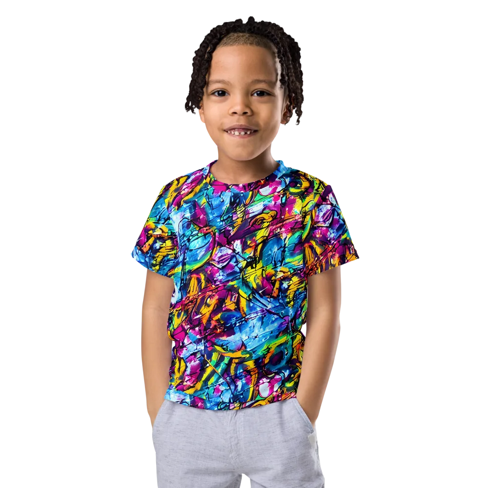 Fuchsia Voltage on Kids Crew Neck T-Shirt — Front