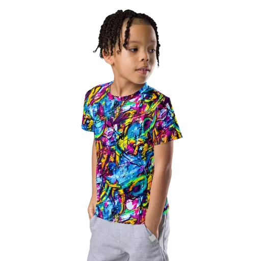 Fuchsia Voltage on a Kids Crew Neck T-Shirt