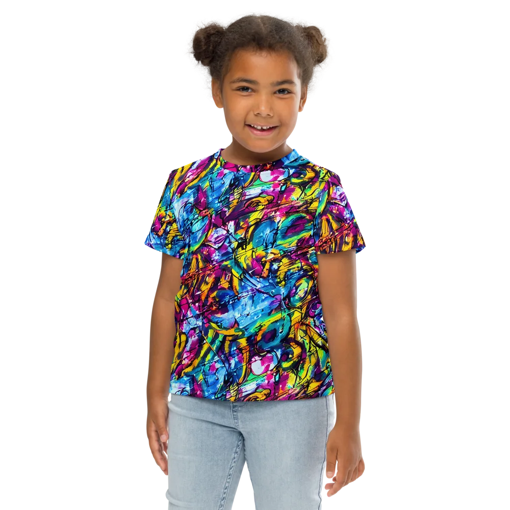 Fuchsia Voltage on Kids Crew Neck T-Shirt — Front