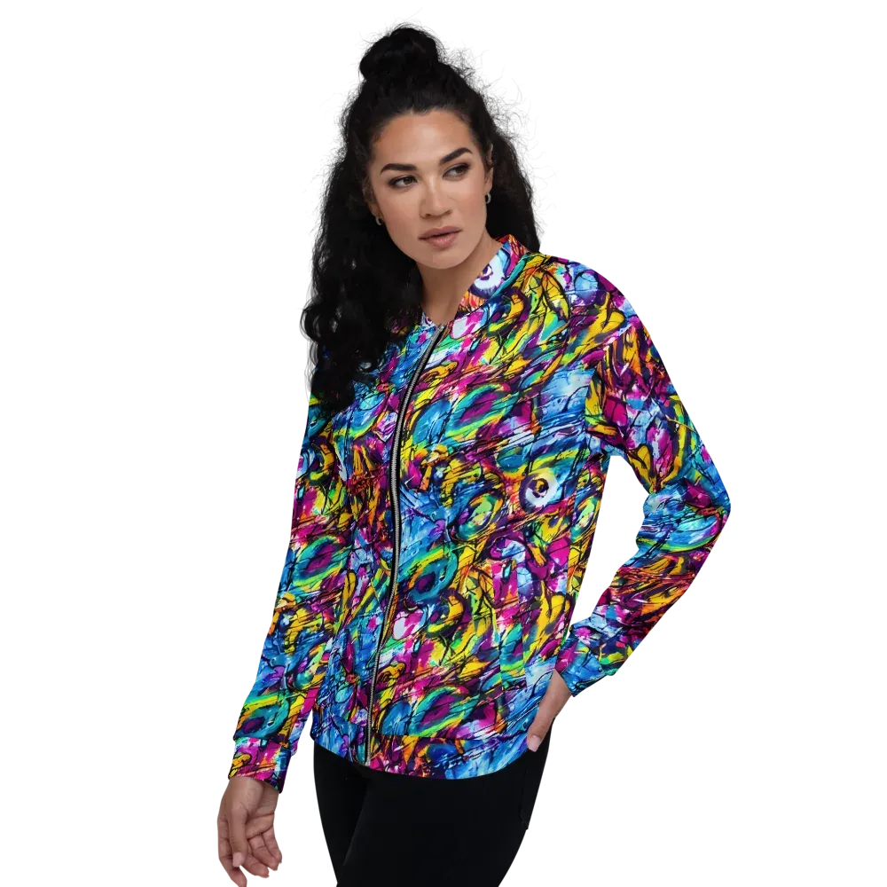 Fuchsia Voltage on Bomber Jacket — Left