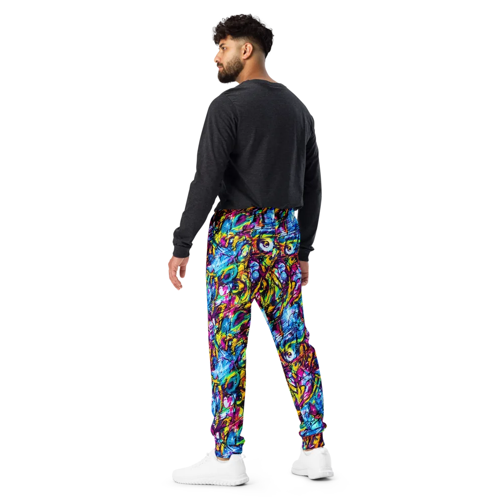 Fuchsia Voltage on Men's Joggers — Back