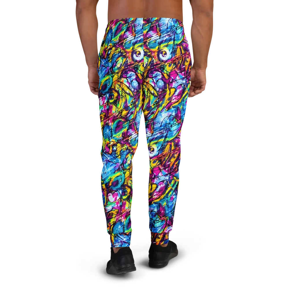 Fuchsia Voltage on Men's Joggers — Back