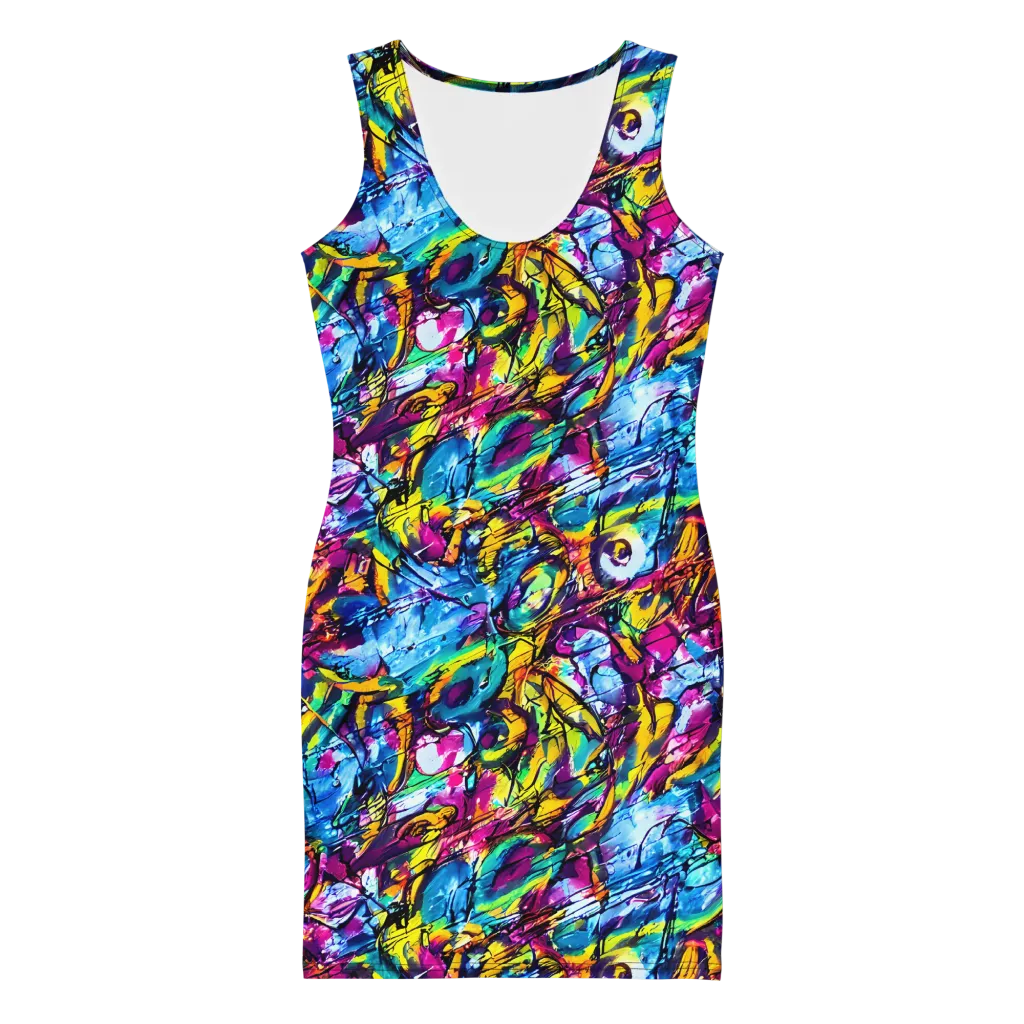Fuchsia Voltage on Bodycon Dress — Front