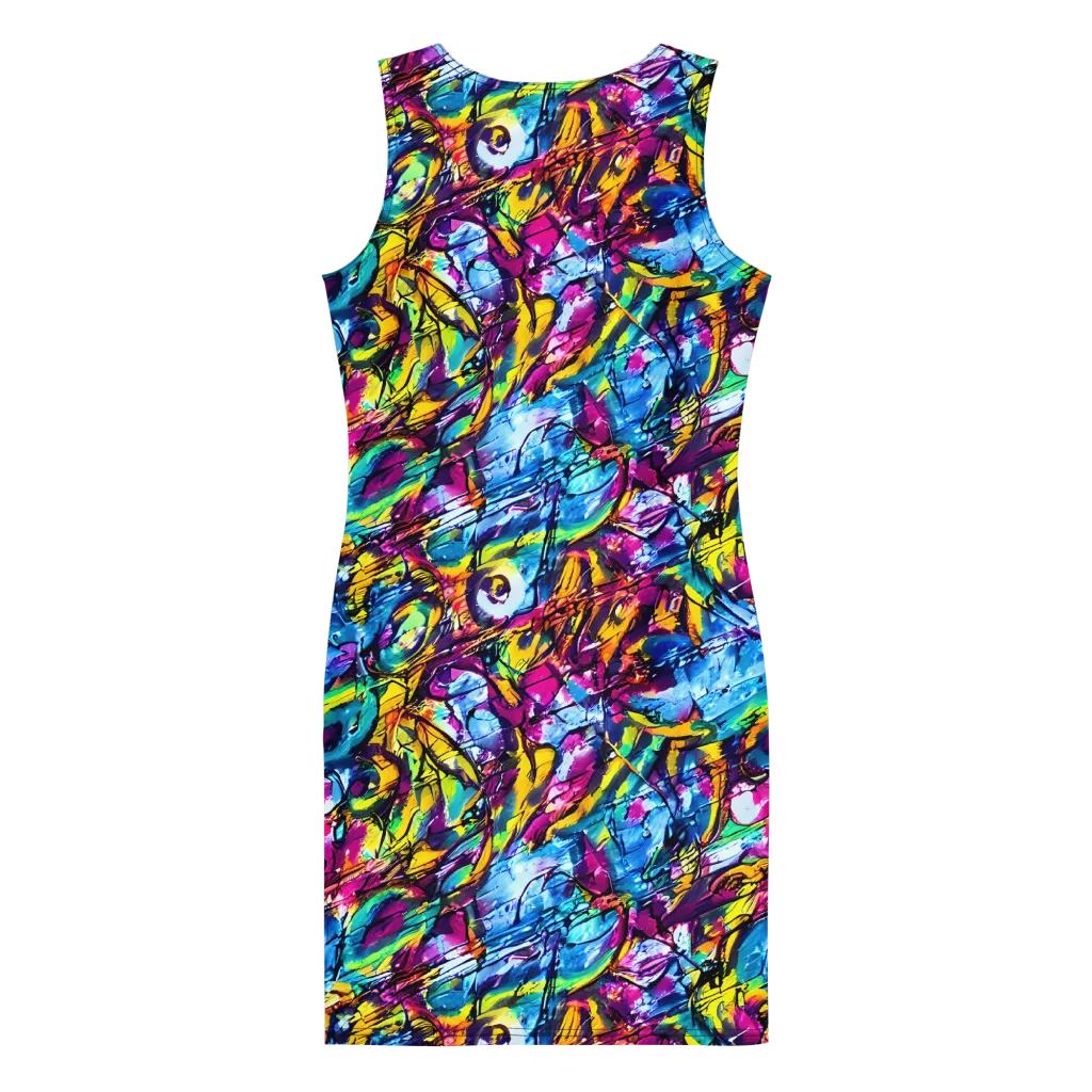 Fuchsia Voltage on Bodycon Dress — Back