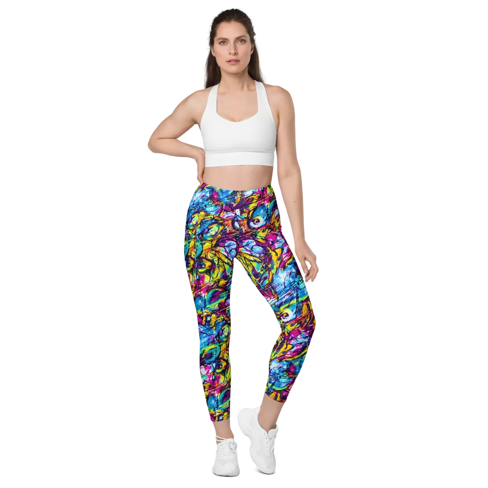 Fuchsia Voltage on Leggings with Pockets — Front