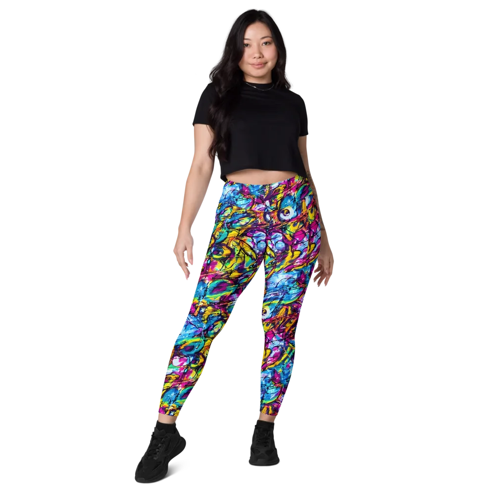 Fuchsia Voltage on Leggings with Pockets — Front