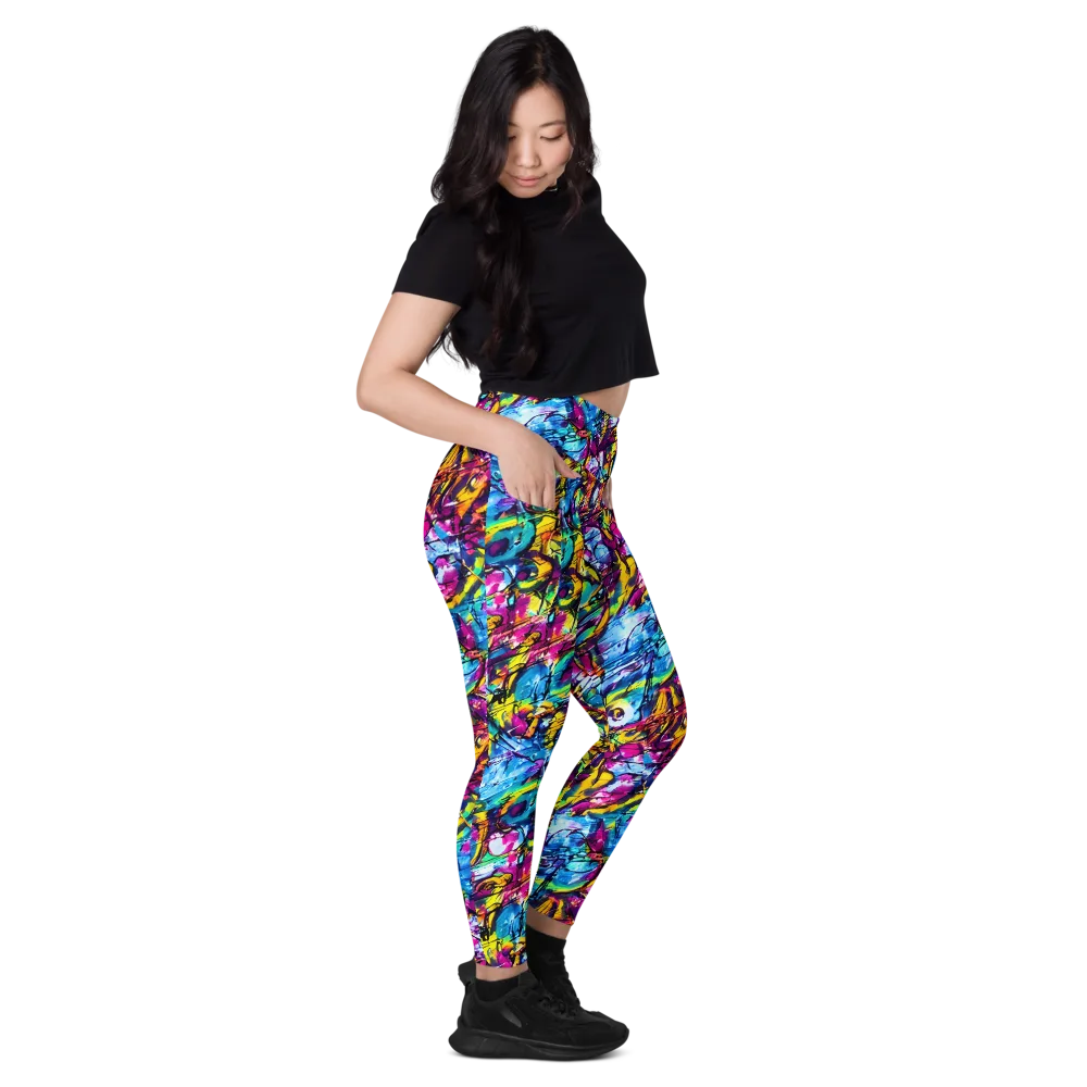Fuchsia Voltage on Leggings with Pockets — Right