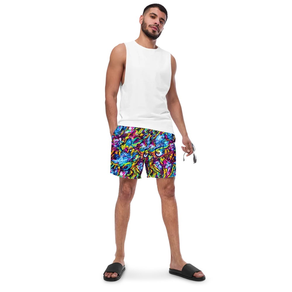 Fuchsia Voltage on Swim Trunks — Front