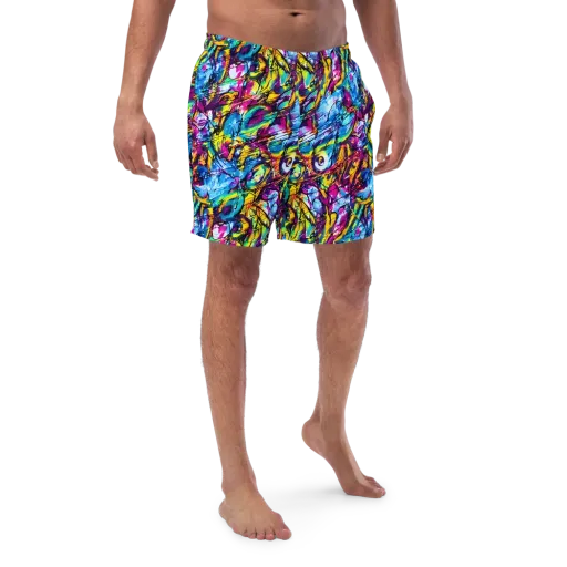 Fuchsia Voltage on a Swim Trunks
