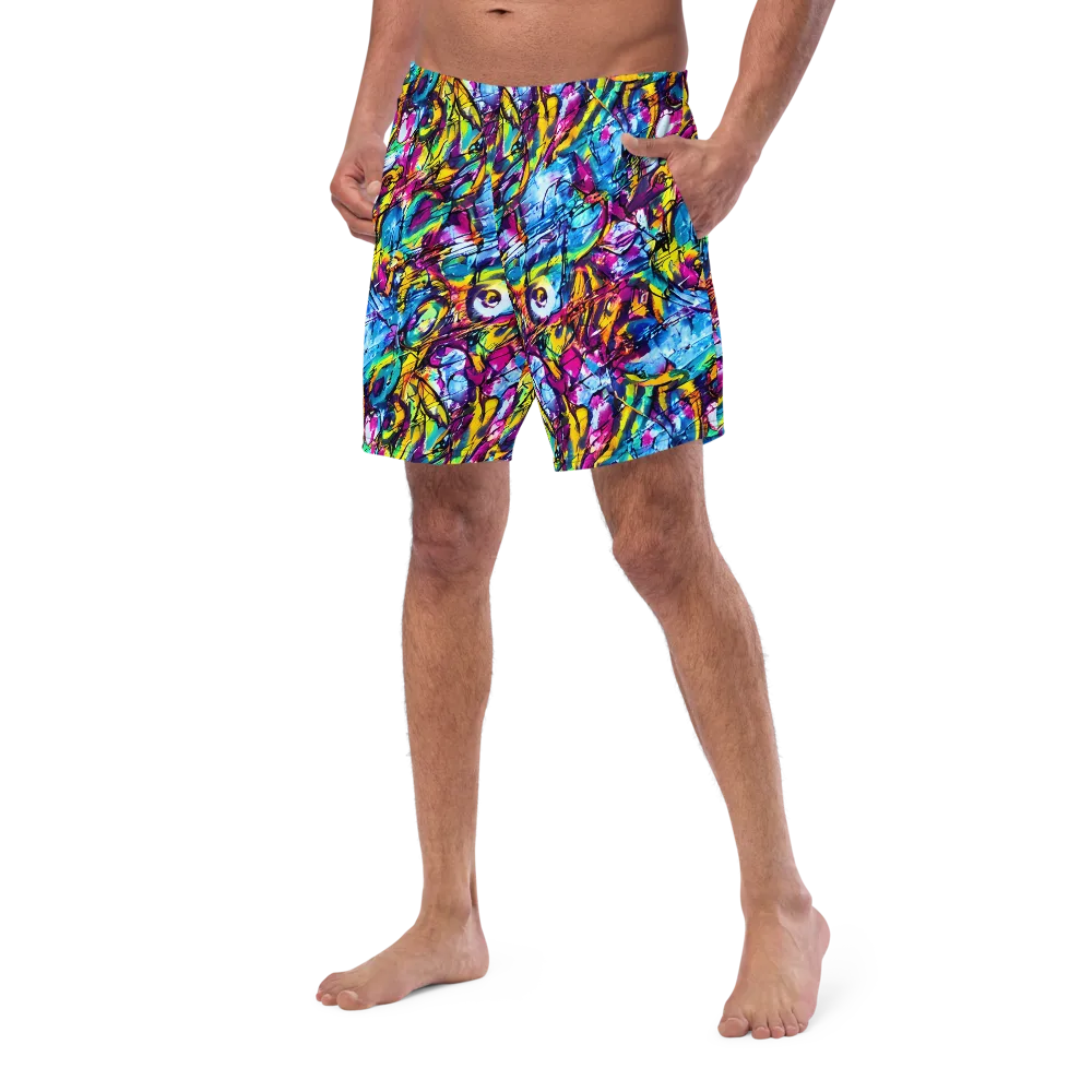 Fuchsia Voltage on Swim Trunks — Left Front