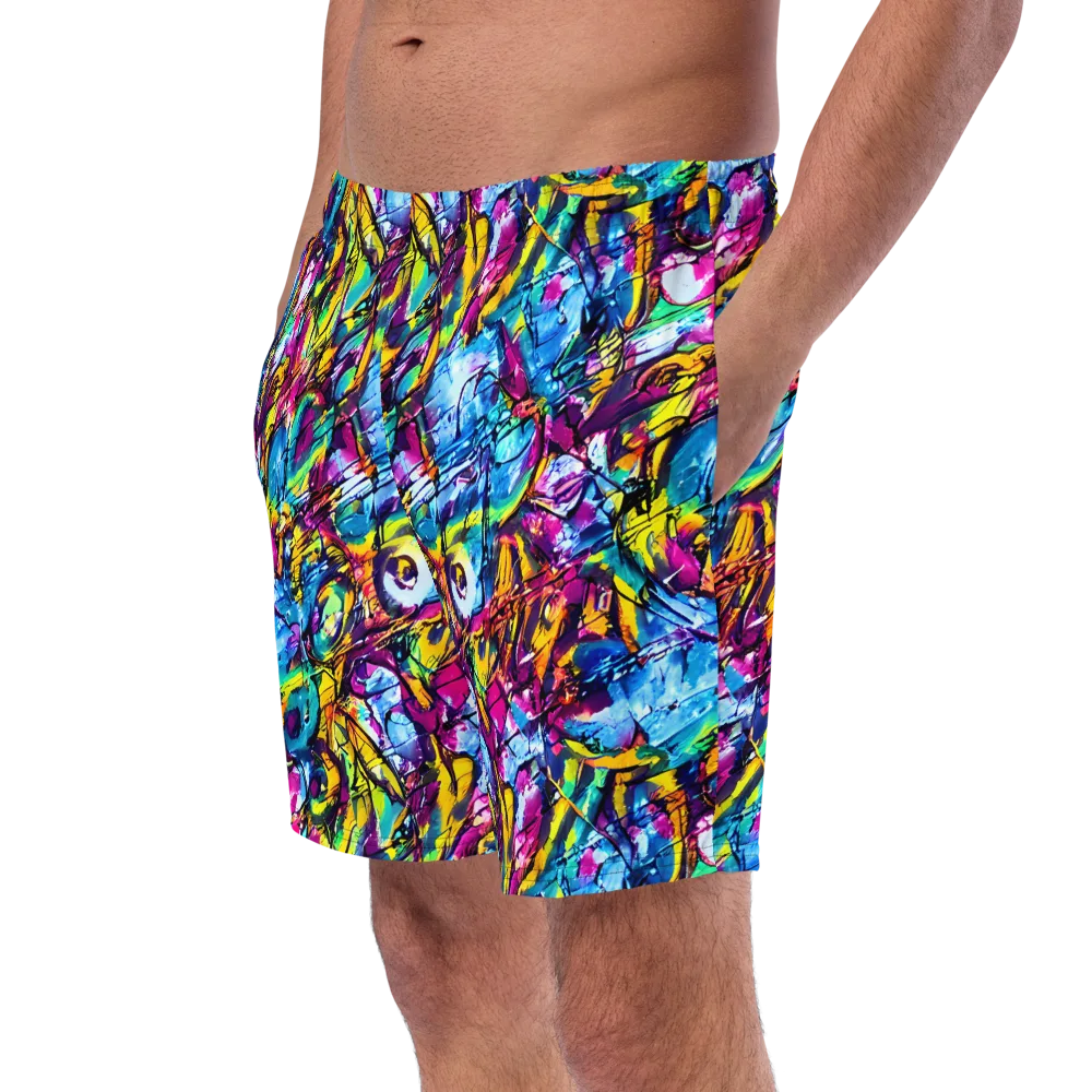 Fuchsia Voltage on Swim Trunks — Left Front