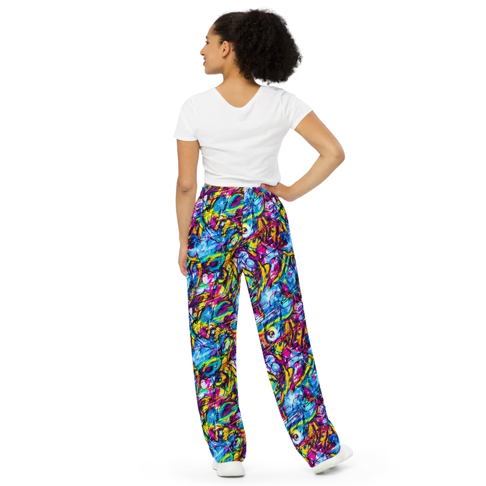 Fuchsia Voltage on Wide-Leg Pants — Back