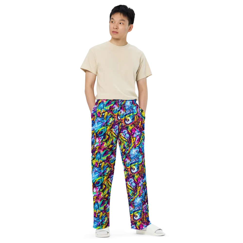 Fuchsia Voltage on Wide-Leg Pants — Front
