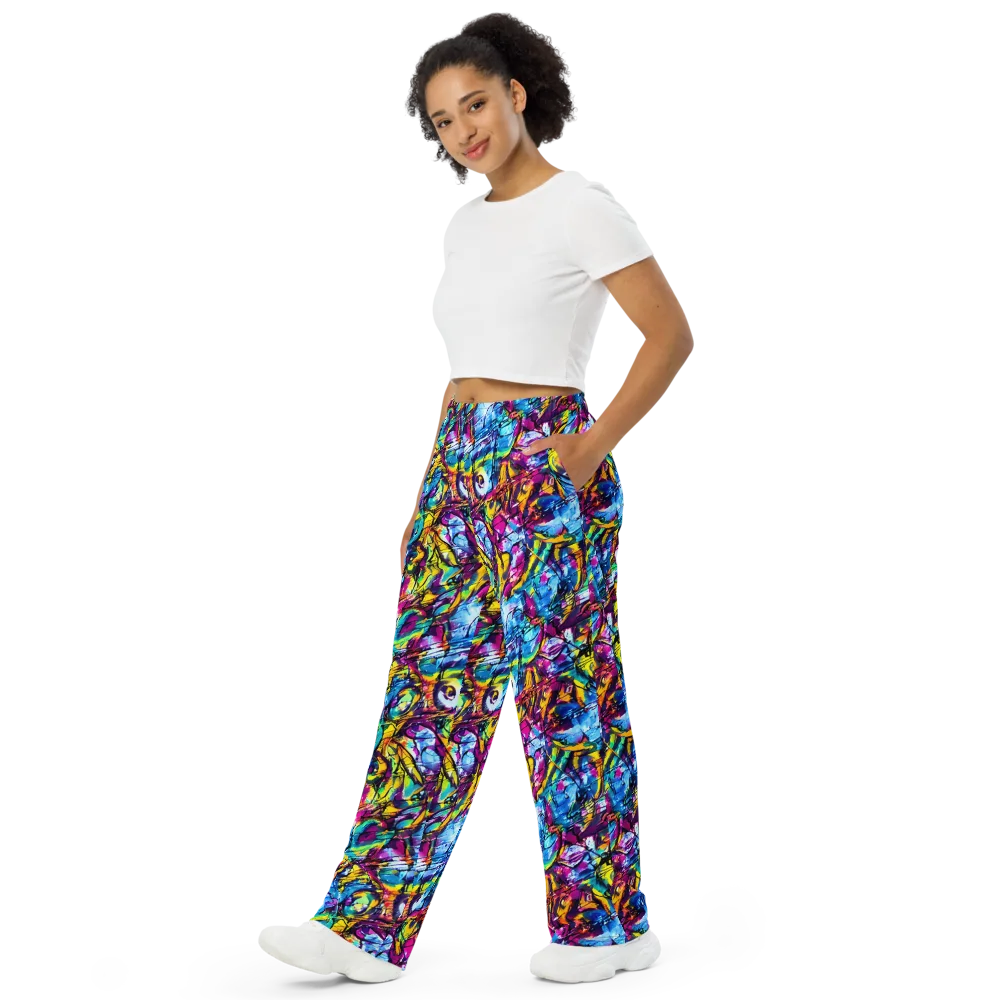 Fuchsia Voltage on Wide-Leg Pants — Left Front