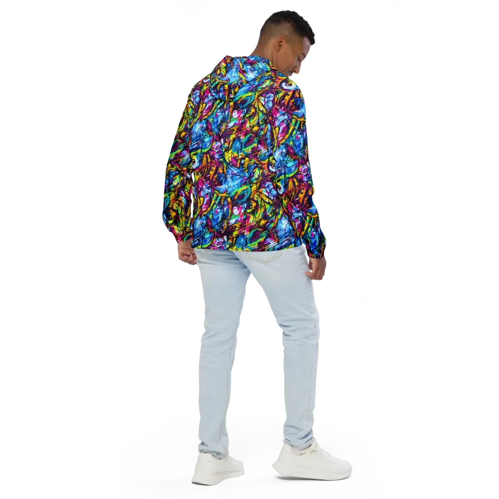 Fuchsia Voltage on Men's Windbreaker — Back