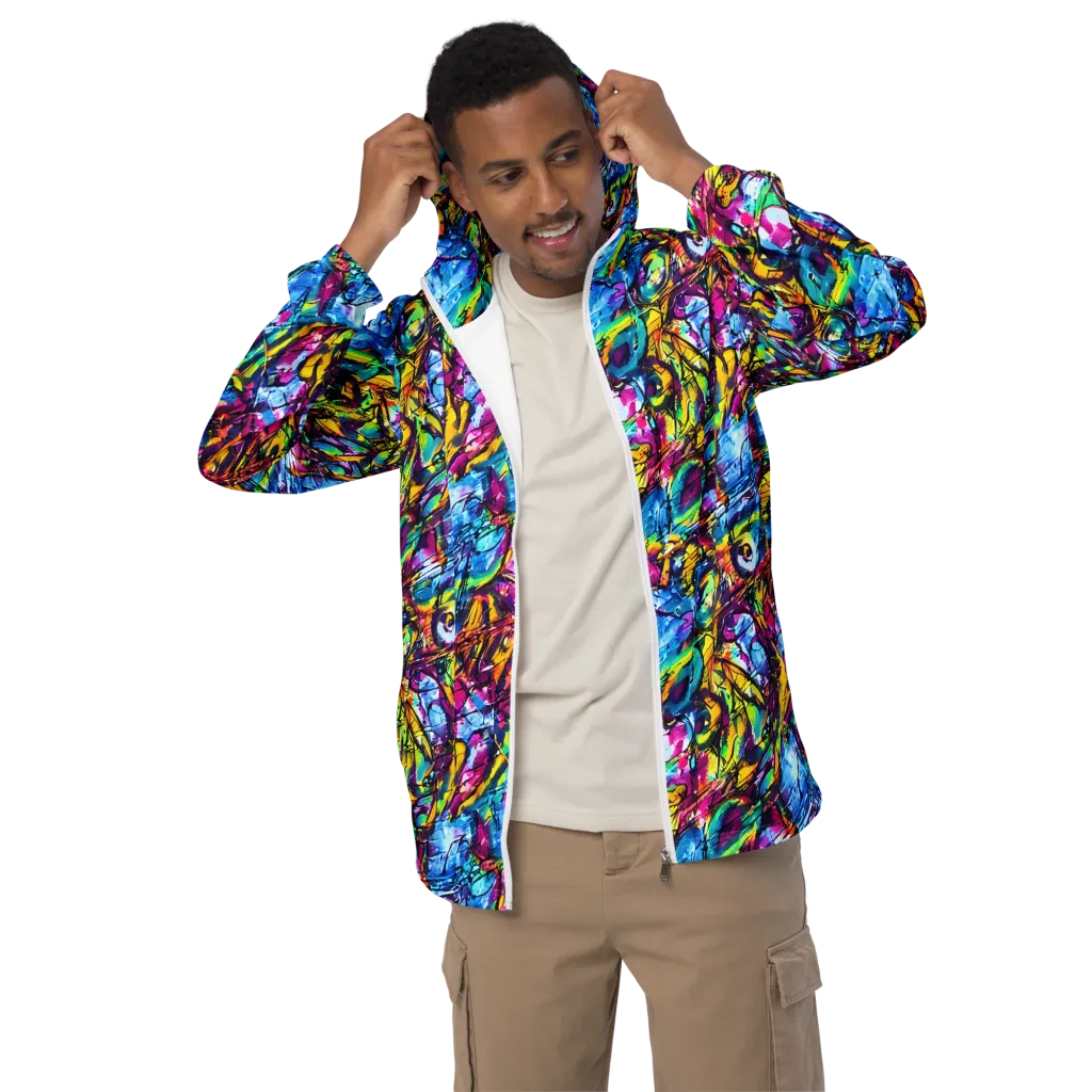 Fuchsia Voltage on Men's Windbreaker — Front
