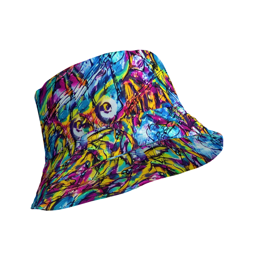 Fuchsia Voltage on Reversible Bucket Hat — Product details Outside