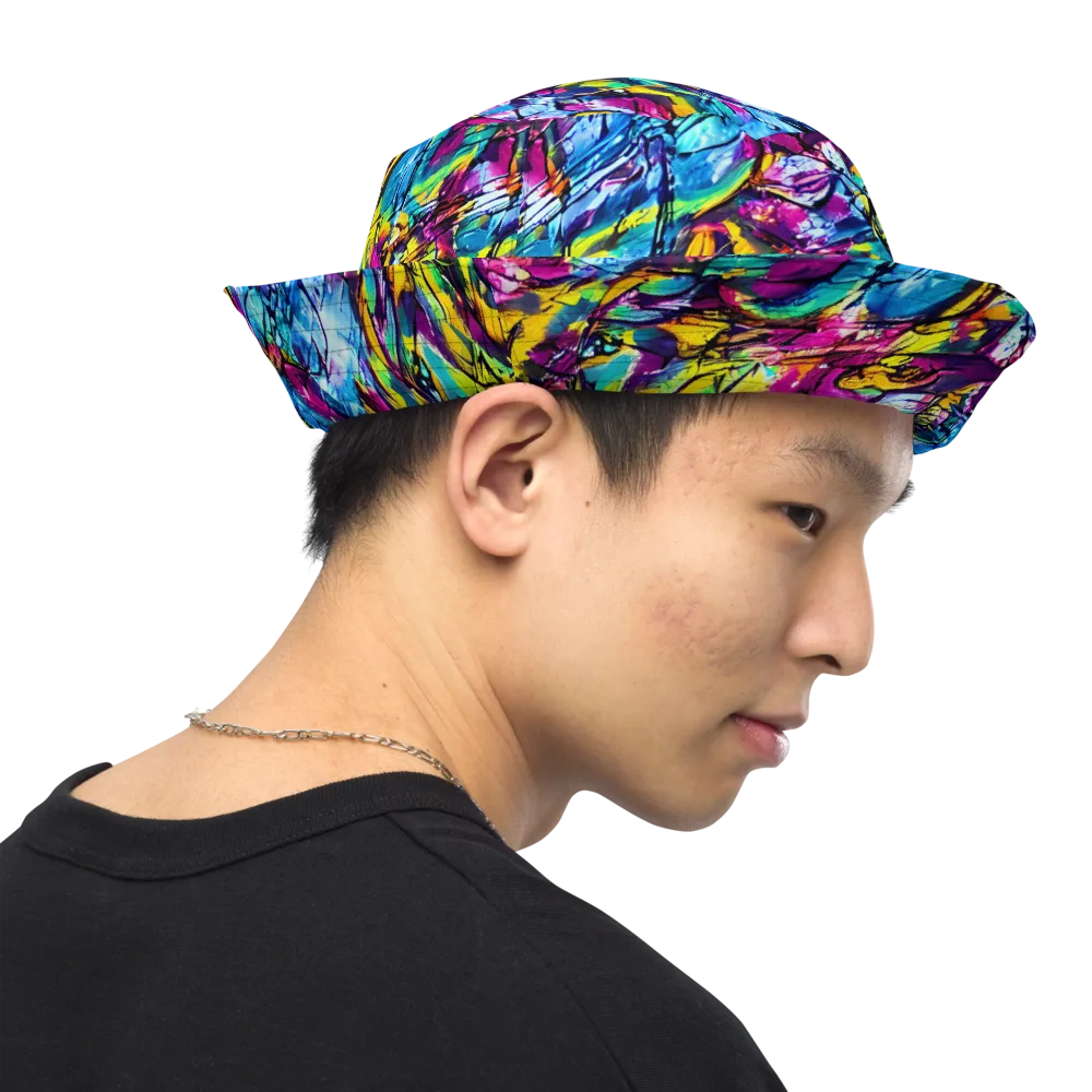 Fuchsia Voltage on Reversible Bucket Hat — Right Outside