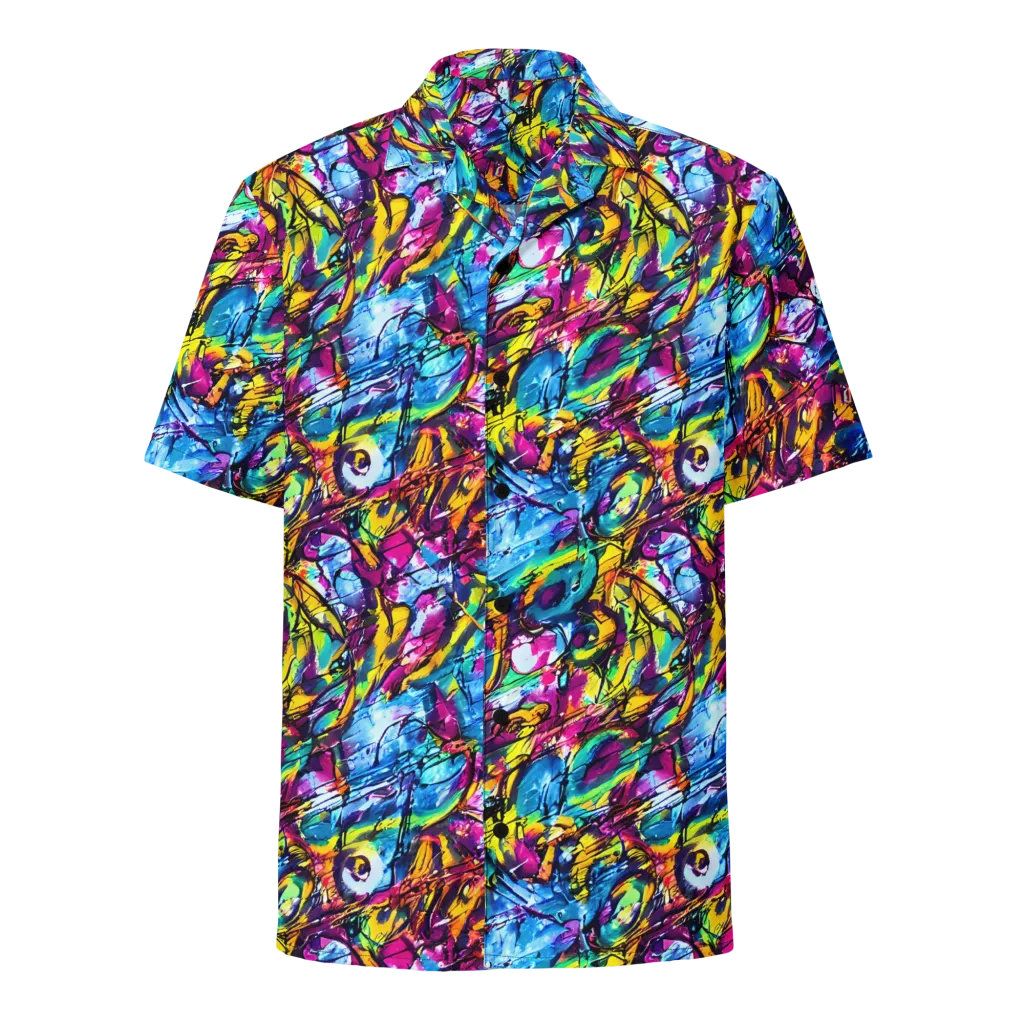 Fuchsia Voltage on Button Shirt — Front