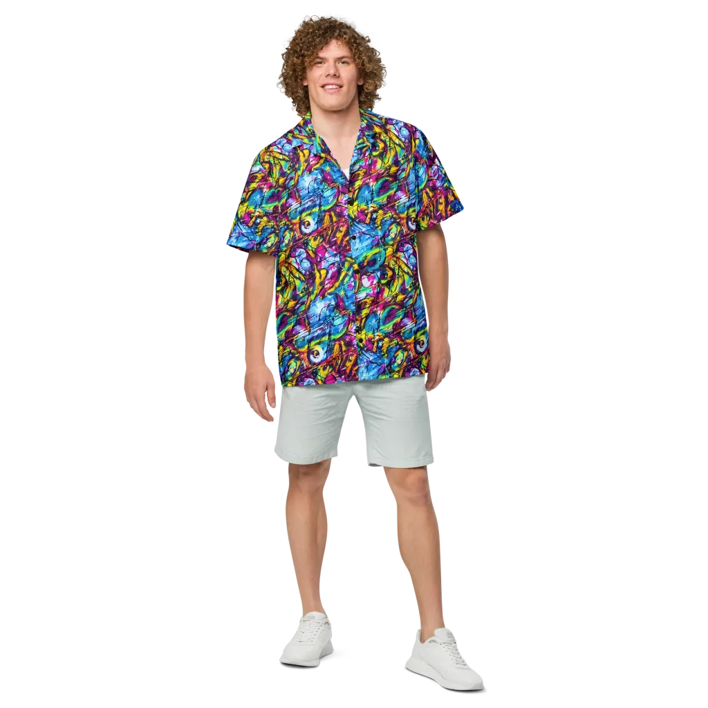 Fuchsia Voltage on Button Shirt — Front