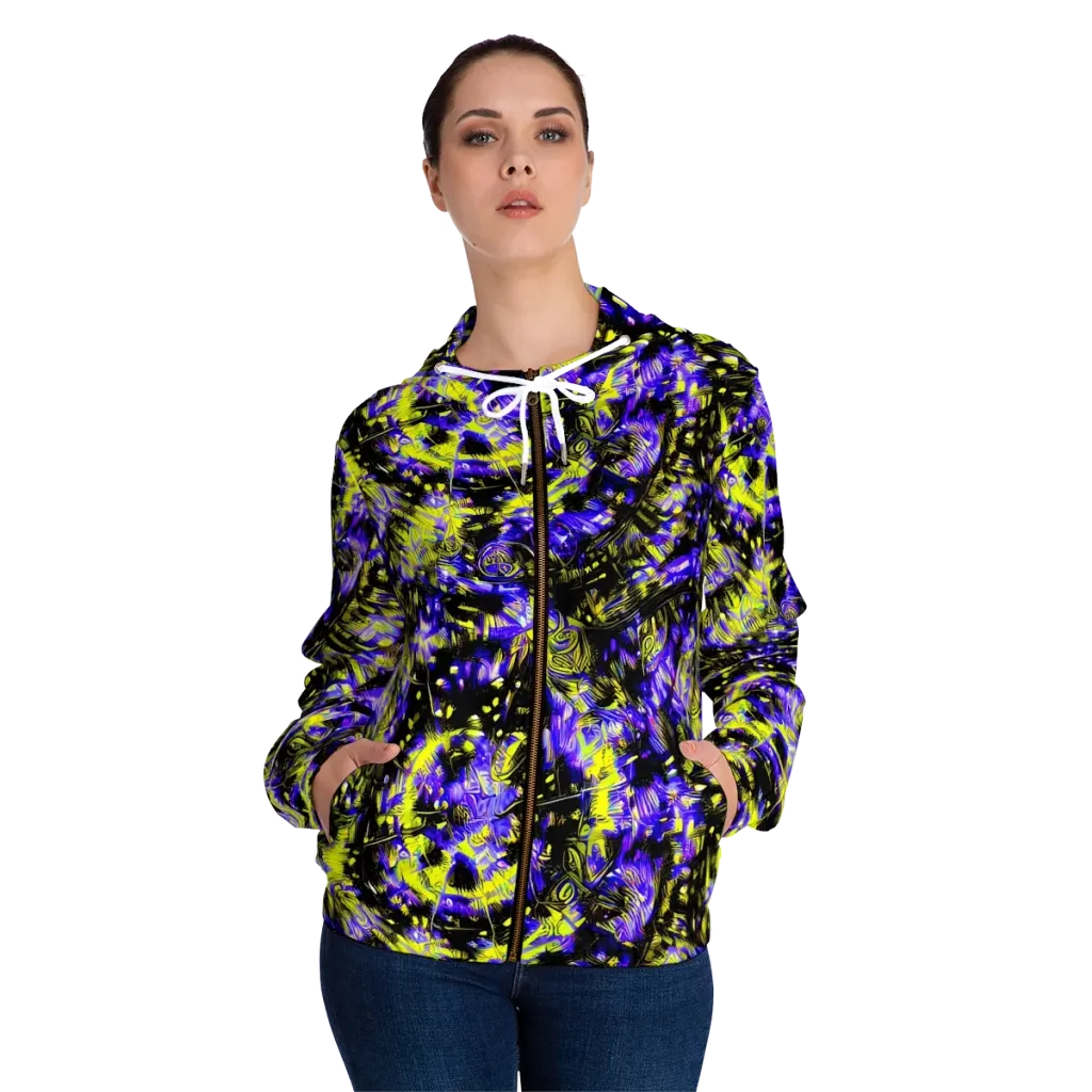 Acid Voltage on Women's Full-Zip Hoodie — Front On Person