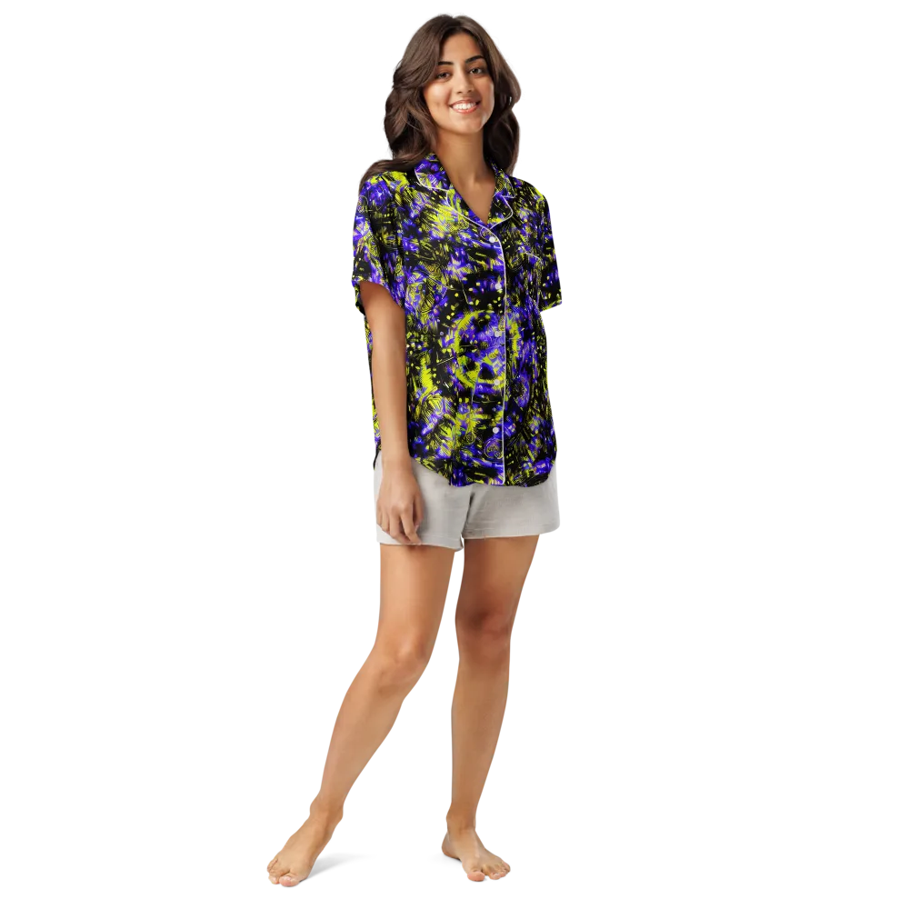 Acid Voltage on Women's Short Sleeve Pajama Top — Front