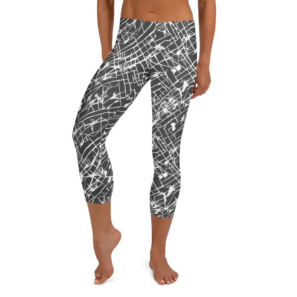 Ink Grid on Capri Leggings — Front